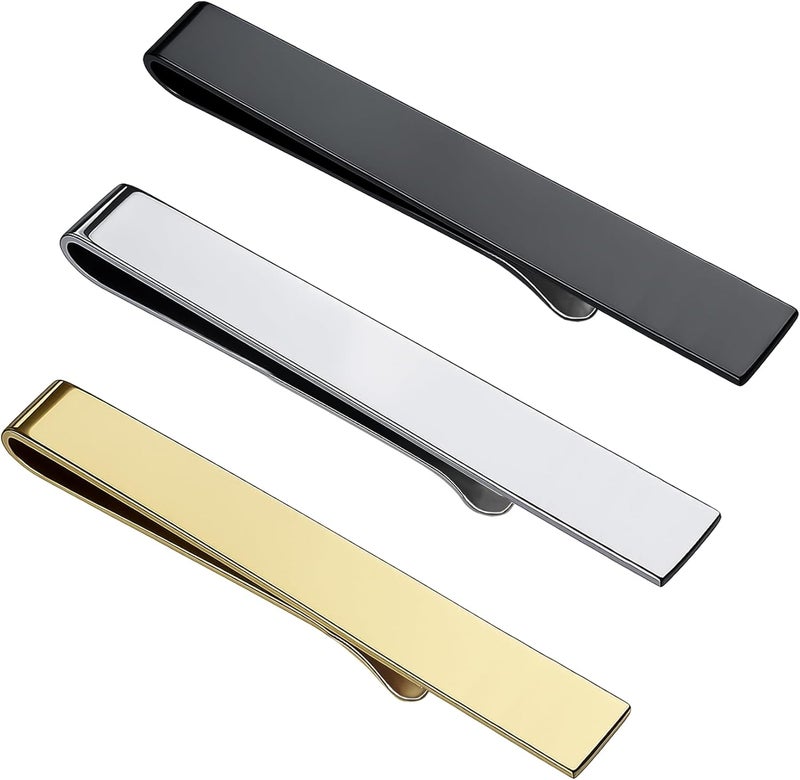 Roctee 3 Pack Men's Tie Clip For Skinny Ties, Small Tie Clips For Men, Tie Necktie Clasp Pinch Clip On Tie, Suitable for Business Metting Wedding Anniversary Best Gift - Image 1
